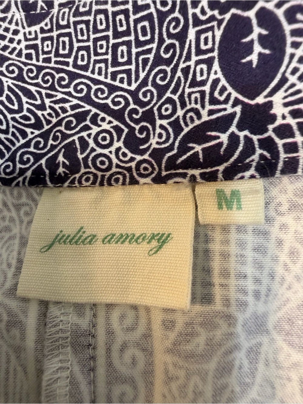 Julia Amory-Navy patterned cropped barrel pants-Medium - Picture 3 of 5